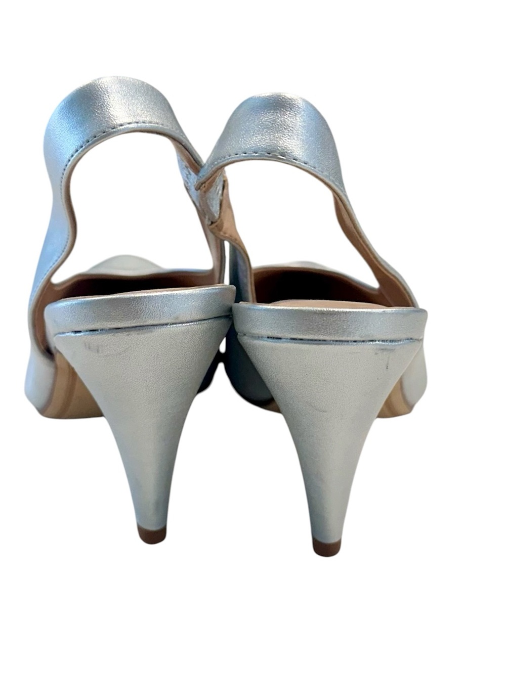 NEW a new day Silver Pointed-Toe Slingback High Heel Pumps - Size: 8 - Picture 7 of 9